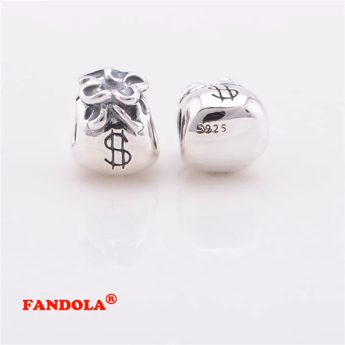 Подходит для Pandora шармы браслеты деньги сумка бусины 925 стерлингового серебра ювелирные изделия