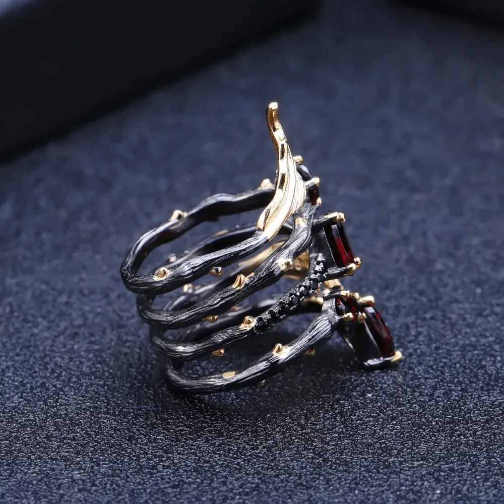 GEM'S BALLET 2.75Ct натуральный красный гранат драгоценный камень кольцо на палец 925 пробы серебряная полоса винтажные кольца для женщин Свадебные украшения