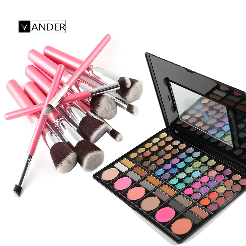 Professional 10pcs/kits Makeup Brushes Set + 78 Colors Eyeshadow