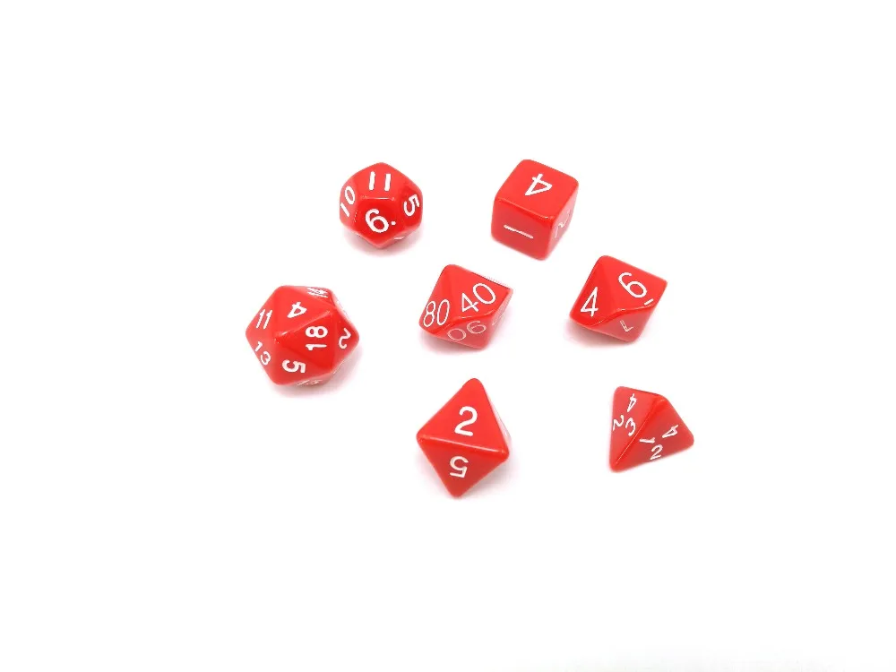 

7pcs/set game dice red color multi-sided pearlized effect dice game