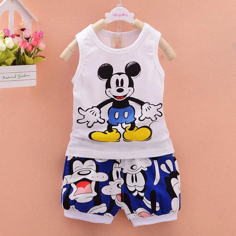 Baby Boy Summer Clothes 2019 Korean Cartoon Sleeveless Tops Vest + Shorts 2PCS Infant Clothing Outfits Kids Bebes Jogging Suits