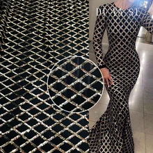 В году. DIY ткани золотые и черные кружевные ткани. Вечерние ткани. Золотистые клетчатые ткани. 2 ярдов по выгодной цене