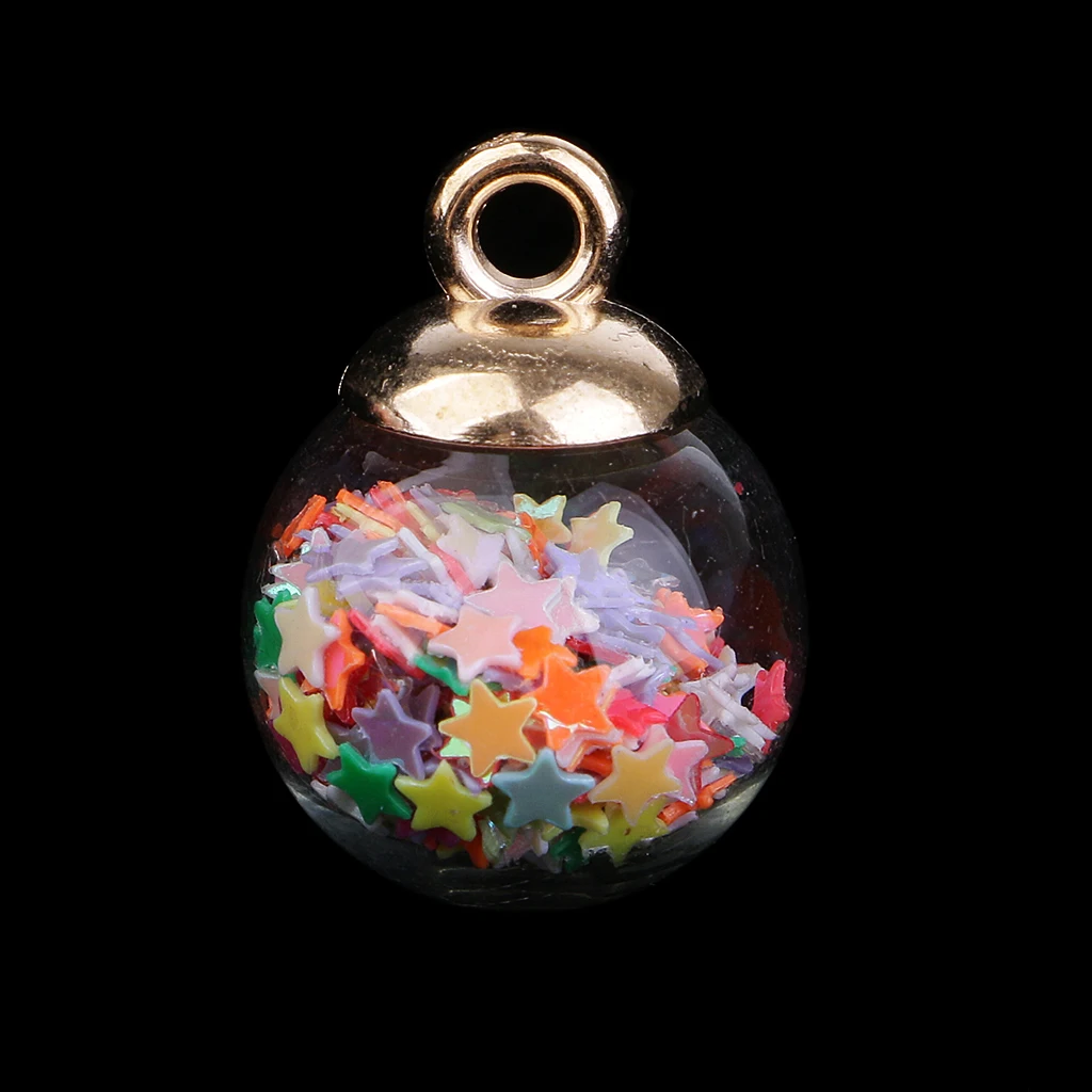 20pcs 16mm Colorful Transparent Glass Ball Star Charms Pendant Finding for Hair Jewelry Accessories Earring Jewelry Making