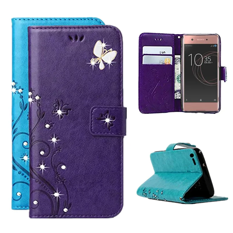 for Sony Xperia XP XA XA1 XZ XZ2 XZ1 X Compact Bling Leather Flip Case M2 E5 Z3 Z4 Z5 mini Wallet Fuda Shell |