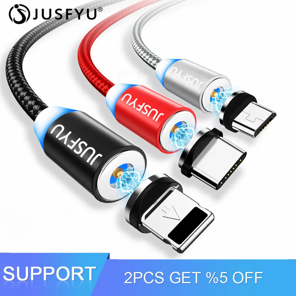 

Magnetic Charger Cable Micro USB Type C Lighting Cable 2.4A Fast Charging Charge USB C Wire For iPhone 6 Xs Samsung Huawei Cable