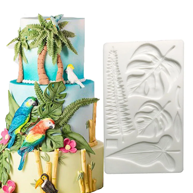

Tropical Leaves Mould DIY New Kind Baby Birthday Cake Mold Fondant Molds Chocolate Silicone Mold Cake Decorating Tools