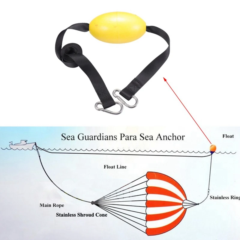 Якорь каяк Дрифт трос линия пледы линия eva плавучий мячик Поплавковый поводок с крюком из нержавеющей стали Рыбалка Дрифт якоря