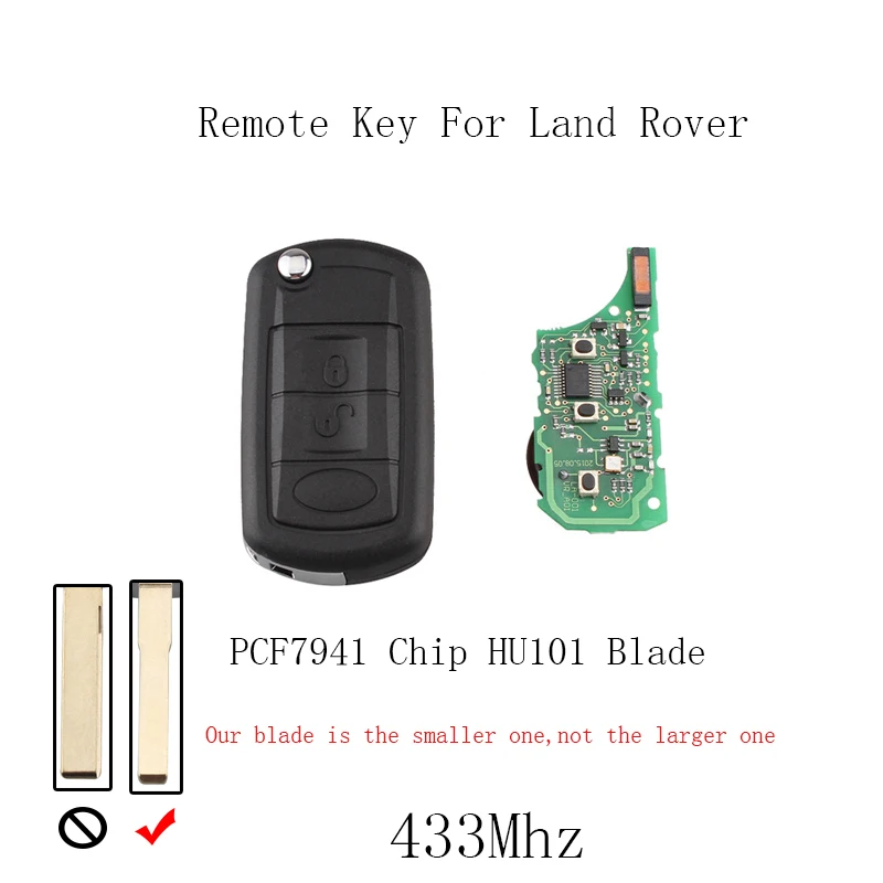 

433Mhz 3 Buttons Remote Car key For Land Rover Discovery 3 LR3 for Range Rover PCF7941 chip&HU101 Blade Original Keys