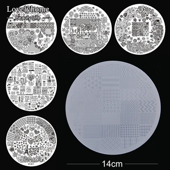 

1pcs Large Size Round Acrylic Nail Art Stamping Plates Clear Stamp Templates Easy Pick Up Image Transfer Gel Polish Manicure