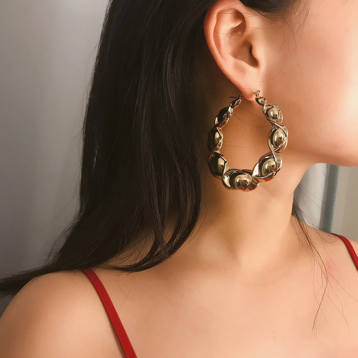 

GEREIT 2019 Vintage Fashion Women Jewelry Gold Color Irregular Round Circle Hoop Earrings For Women Girls ZA Jewelry Accessories