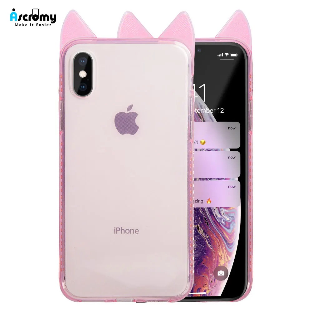 Ascromy для iPhone X роскошный противоударный чехол с блестящими стразами бампер XS Max XR 8