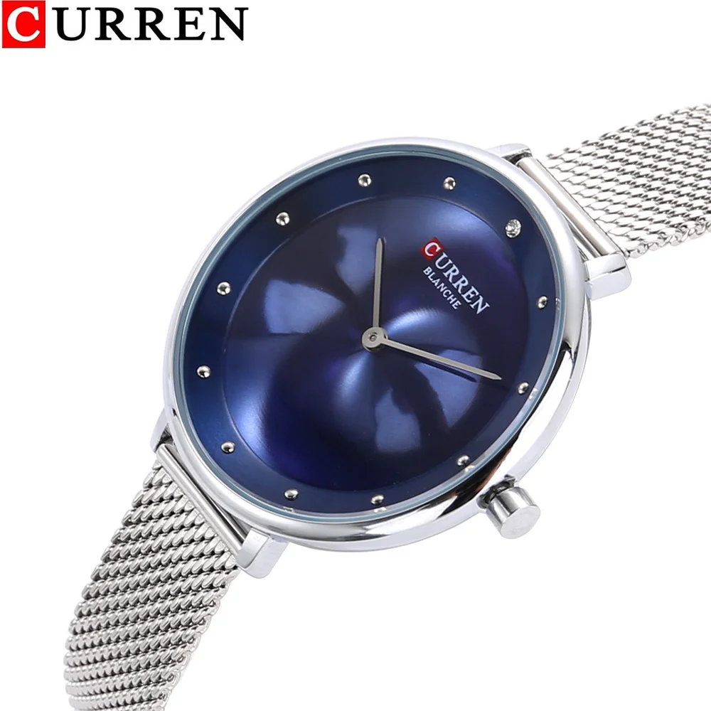 CURREN 9029 Female Quartz Watch Gem Dial Ultra-Thin Knit Strap Top Brand Female Luxury Wristwatch Girl Clock Relogio Feminino top brand (2)