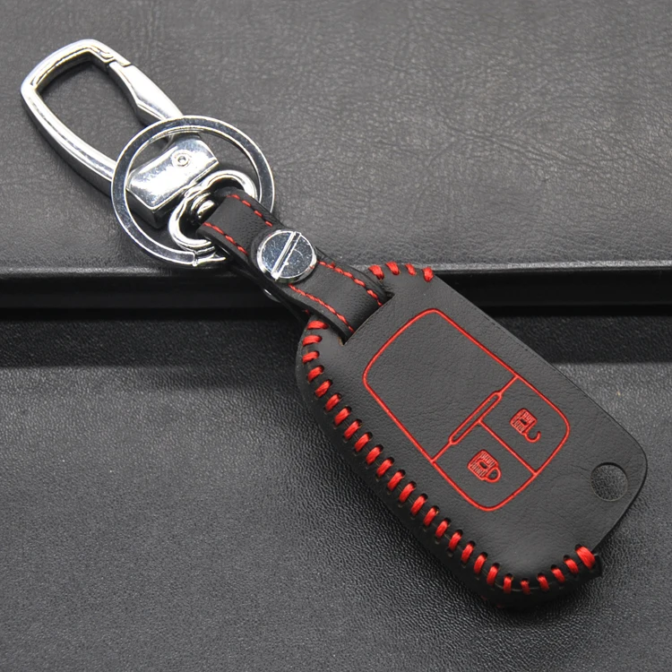 Car key cover case Suitable for Chevrolet car fold genuine leather two buttons free shipping | Автомобили и мотоциклы