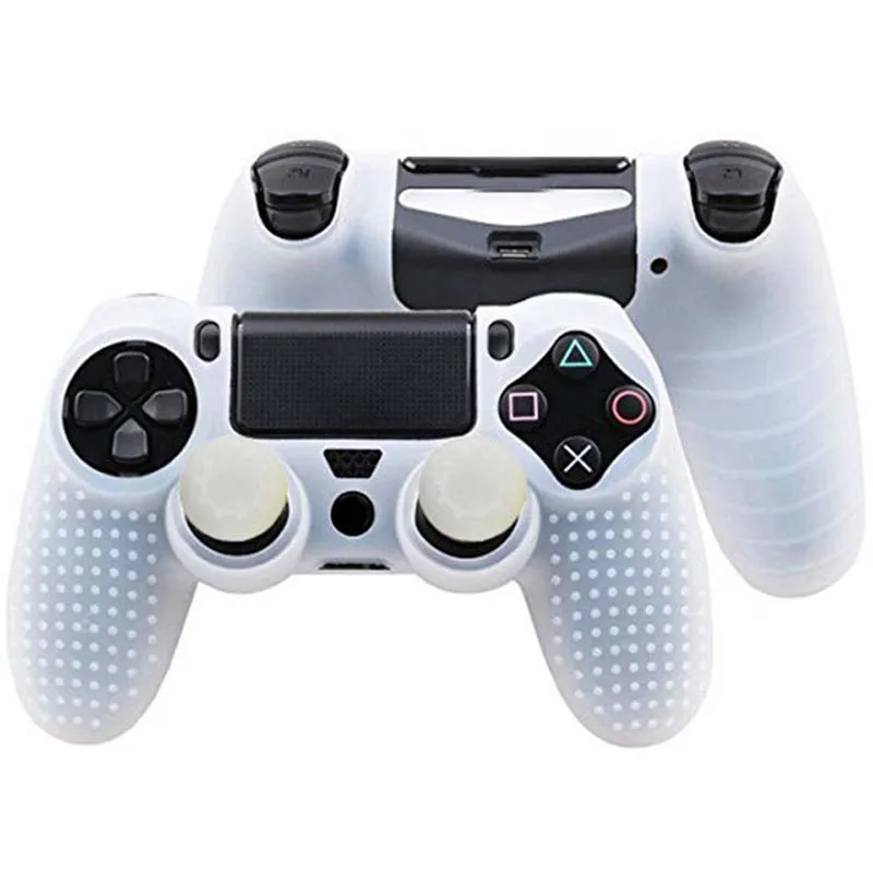 Цветной Противоскользящий силиконовый резиновый чехол для PS4 Dualshock 4 Pro тонкий контроллер с бесплатным силиконовый захват большого пальца - Цвет: E