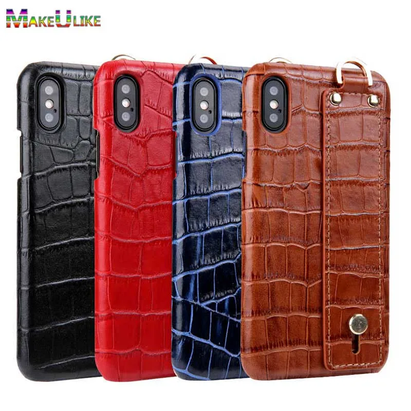 

MAKEULIKE Genuine Leather Case For iPhone X Cover Alligator Ring Hard Phone Back Case For iPhone X/10 Fundas
