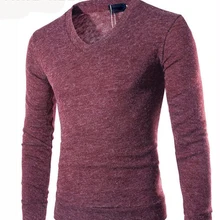 TANGNEST Новое поступление мужской свитер с v-образным вырезом Повседневный удобный Однотонный свитер мужской мягкий тонкий пуловер плюс 7 цветов MZL598