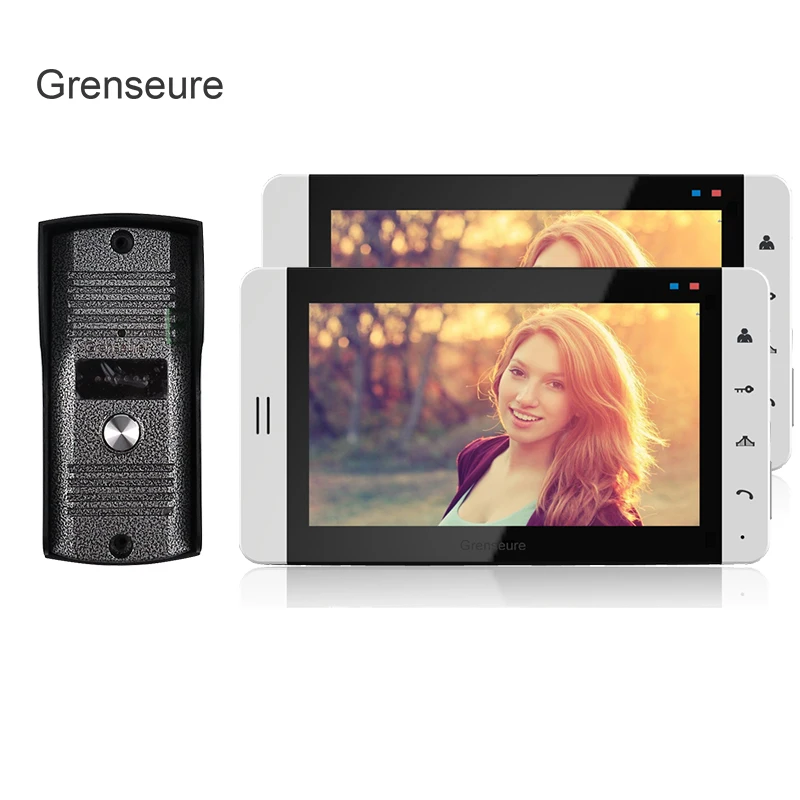 

FREE SHIPPING Home phone Wired 7" TFT LCD Video DoorPhone Intercom System With 2 White Screens + Metal Outdoor Camera IN STOCK
