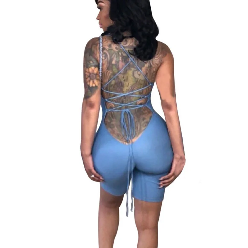 Women Summer Sexy Backless Bandage Jumpsuit Playsuit Lace Up Bodycon Rompers Women Solid Beach Casual Club Playsuit Overalls Women Summer Sexy Backless Bandage Jumpsuit Playsuit Lace Up Bodycon Rompers Women Solid Beach Casual Club Playsuit Overalls