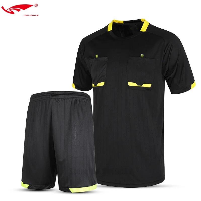 Survetement футбол Профессиональная мужская футбольная рефери форма тайский серебряный для футбольных судей Джерси комплекты(рубашка с карманом и футбольные костюмы