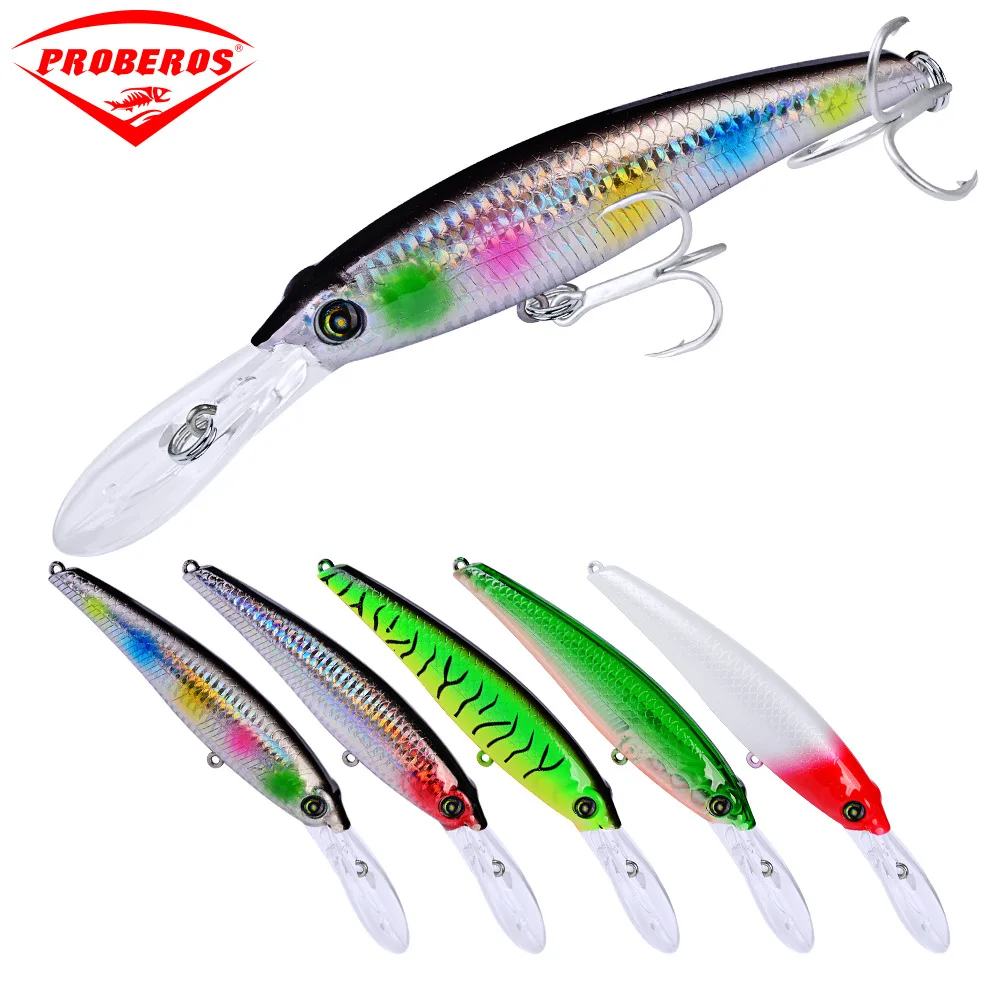 

195mm 46.5g Brand Minnow Crank Fishing Lures Quality Artificial Bait Plastic Hard Baits Bionic 3D Eyes 10 Colors