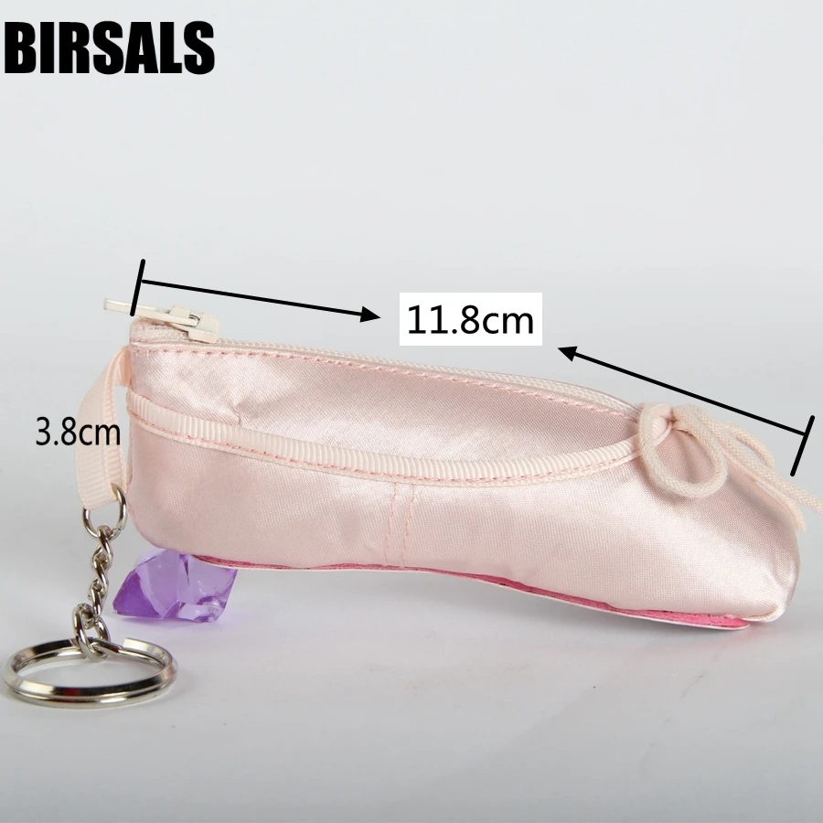 girls child professional satin ballet pointe shoe coin purse ballerina keyring wallet ballet key ring gifts key chain kids022