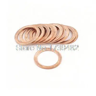 

10Pcs 17mmx23mmx1mm Copper Crush Washer Flat Seal Ring Oil Drain Gasket