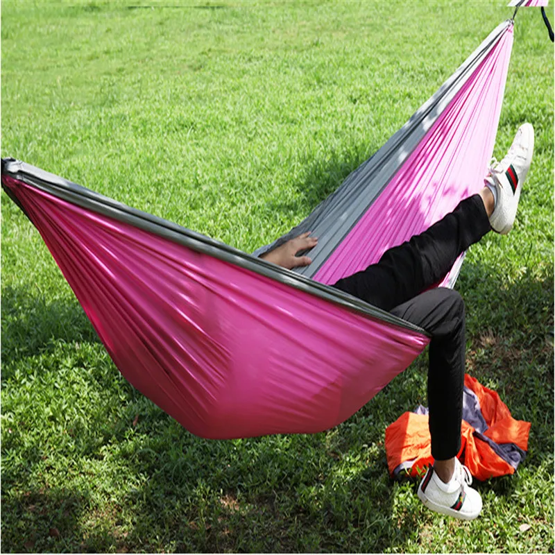 

Hammock Parachute cloth hammock Large two-color stitching hammock Outdoor camping travel survival dedicated