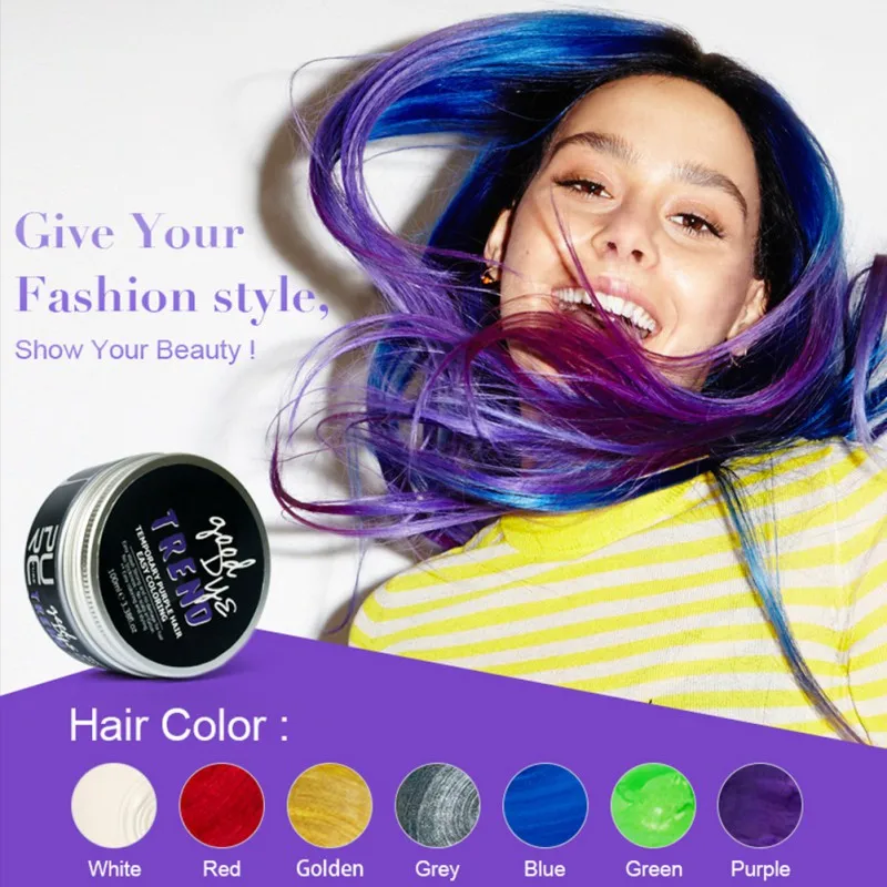 Краска для волос цветной воск одноразовая формовочная паста семь цветов бабушка серая Green краска для волос 100 мл