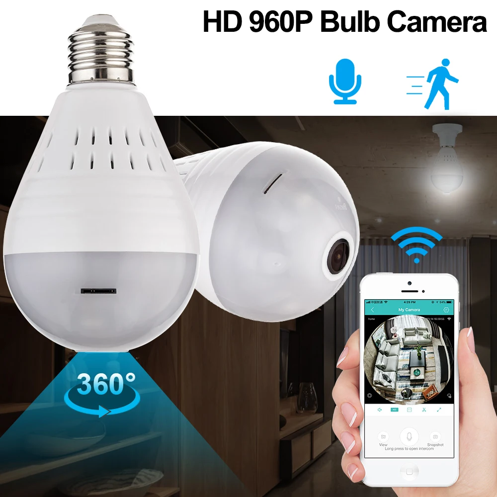 

IP Camera High Definition 960P Wireless Panoramic WiFi Infrared Night Vision Lamp Camera Dual Function 360 Degree Camera