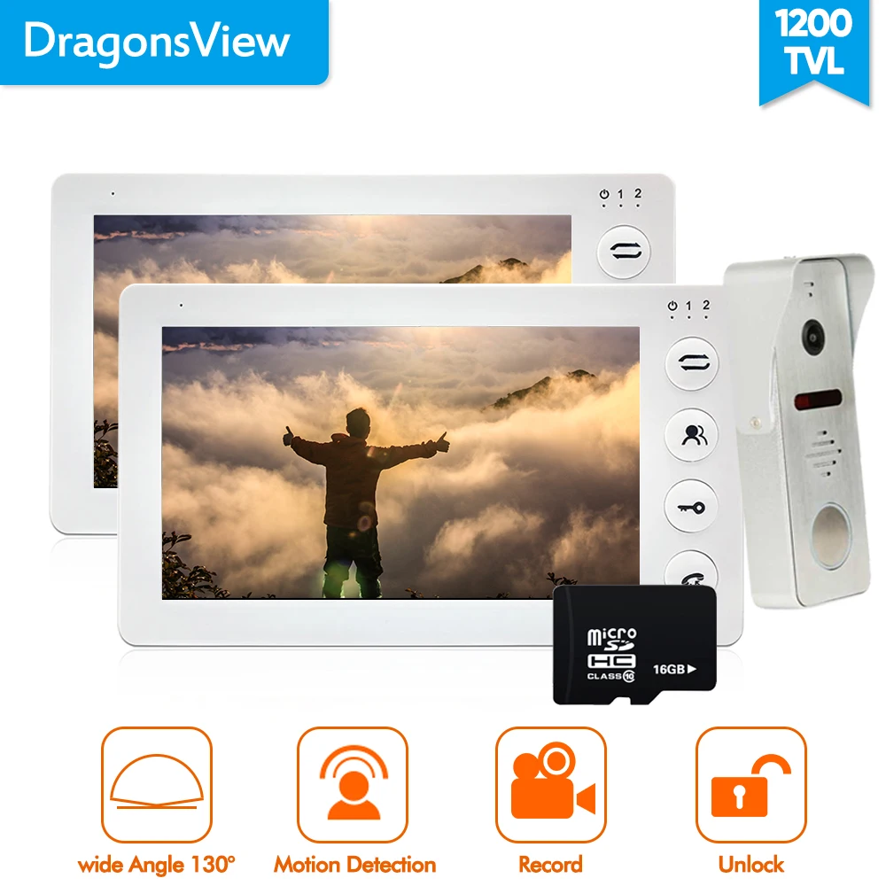 Dragonsview белый видеодомофон дверной звонок камера широкий угол 130 градусов 2 3 мм 16