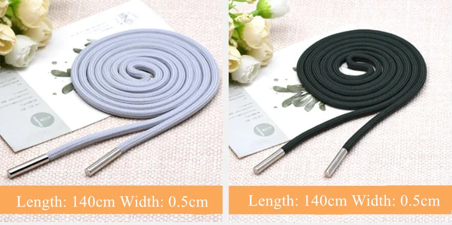 1Pc Solid Color Polyester Cord 140CM Copper Bead Caps Decorative Cap Rope For Sweater Sports Pants Waist Rope Belt