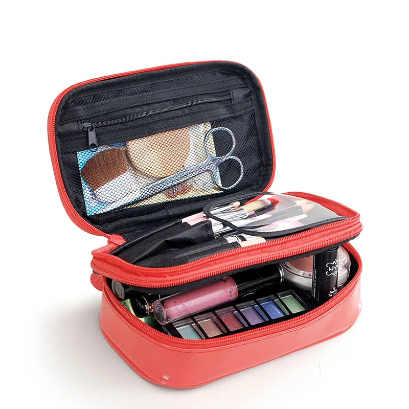 

Lady's Cosmetic Bags PU Solid Make Up Tools Organizer Pouch Wash Toiletry Vanity Travel Case Accessories Supply Gear Products
