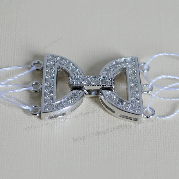 925 качество серебряное ожерелье цепь алмаз циркона 3 жемчужный браслет ожерелье застежка