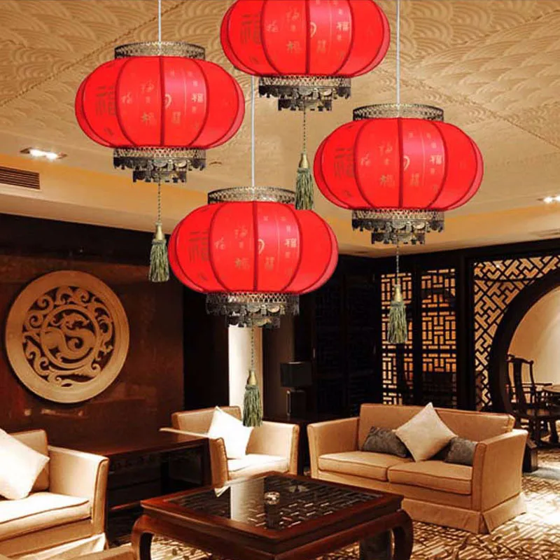 Chinese lanterns red pendant light antique E27 led lights hotel lamp living room lights restaurant Pendant Lights
