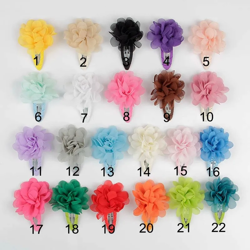 Cute 22 Colors Fashion Baby Girls Mini Chiffon Flowers Hair Clips Sweet Children Hairpins for Kids Hair Accessories
