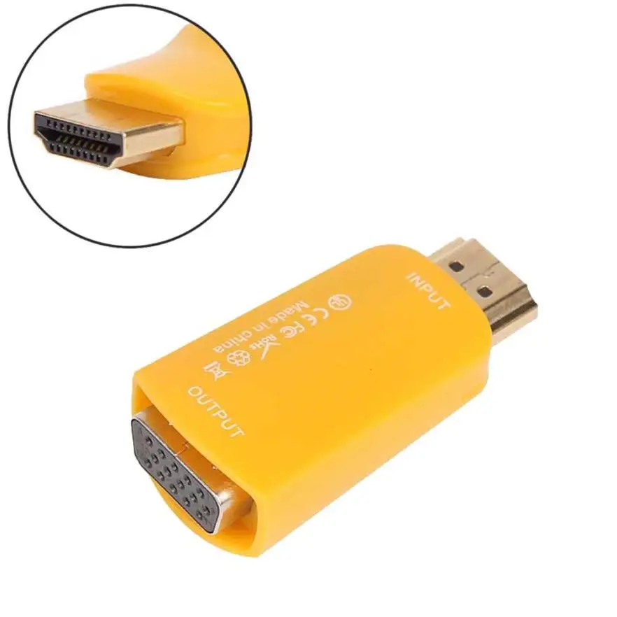 Горячие продажи mini-HDMI VGA адаптер конвертер желтый с 3.5 мм аудио Порты и разъёмы для портативных ПК DVD sep22