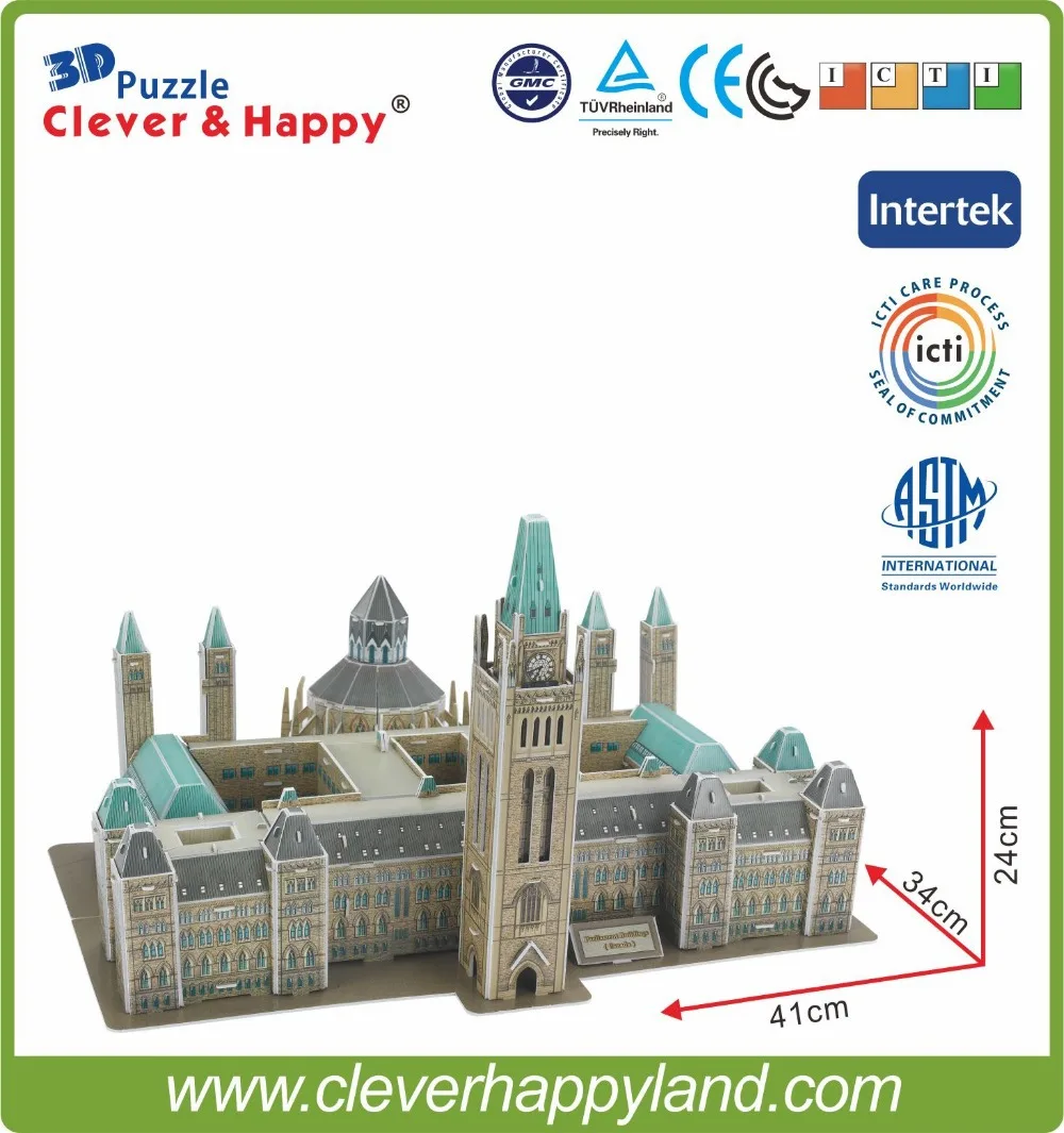 Clever& happy 3d модель-головоломка, Канадское здание, детские развивающие игрушки для взрослых, модель-головоломка, игры для детей