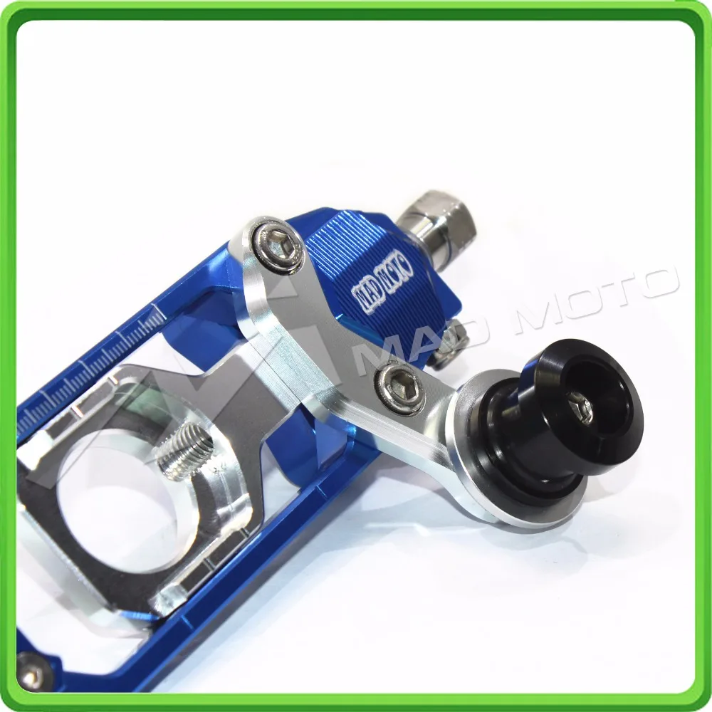 Motorcycle Chain Tensioner Adjuster with bobbin fit for APRILIA RSV4 2009 2010 2011 2012 2013 2014 Blue & Silver (9)