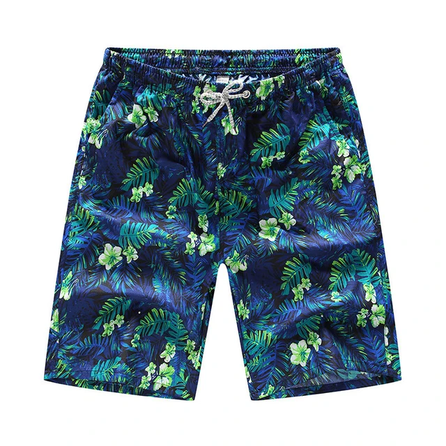 Leaves Printed Mens Surf Shorts Quick dry Boardshorts Surfing Pants Drawstring Tie Men Beach