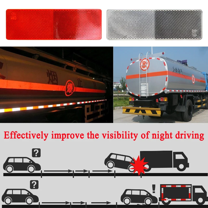 10pieces  Red and white plastic retro reflector Truck reflective safety for car