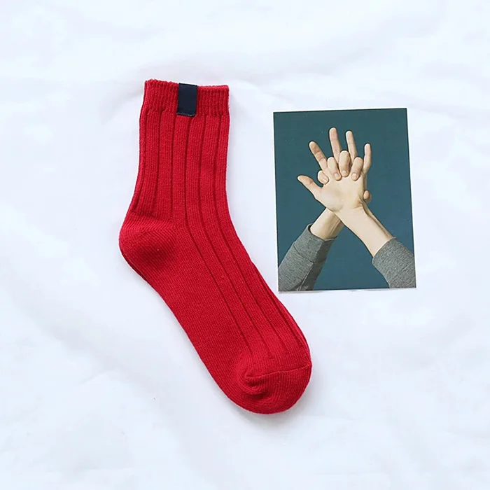 1 пара теплых женских носков полосатые 3D носки осенне-зимние стильные Рождественские Зимние носки для женщин женские счастливые носки Calcetines Meias - Цвет: D