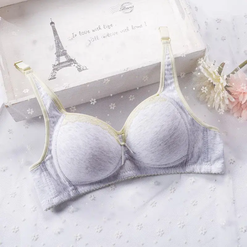 New Lace Women Young Girl Push Up Bra Sets High Quality Lingerie Patchwork Simple Wire Free Underwear Cotton Bra 85 80 75 B Size