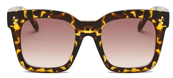 Ким солнечные очки в стиле Кардашьян леди плоский верх очки Lunette Femme женские роскошные брендовые Солнцезащитные очки женские заклепки солнцезащитные очки UV400 - Цвет линз: Leoopard