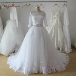 Пышная юбка свадебное платье без бретелек с аппликациями свадебное платье 2019 с Половина рукава Болеро