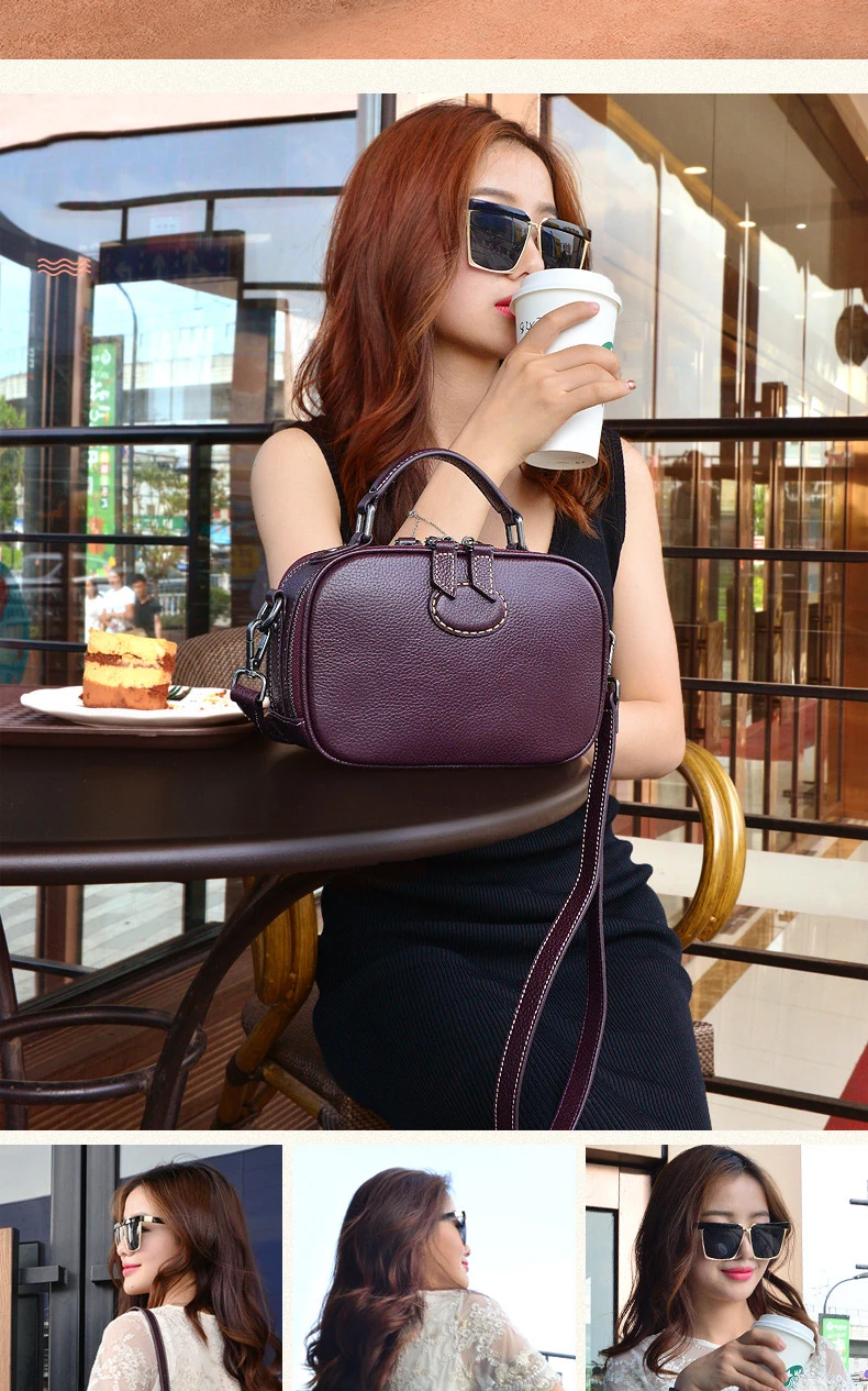 Yufang genuíno couro de vaca feminina bolsa