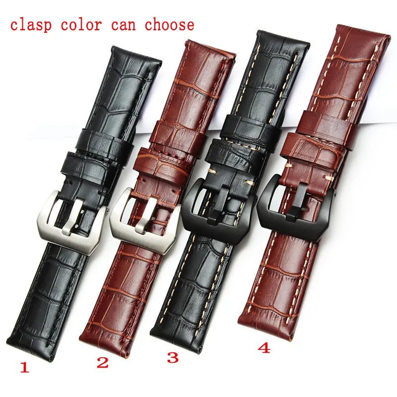 

Crocodile grain 22mm 24mm 26mm Calf Skin Genuine Leather Watch Band With Watch Buckle For Panerai Watch Strap Free Shipping