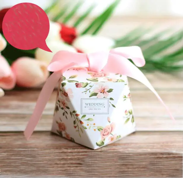 50Pcs Creative Floral Printed Wedding Favors Candy Boxes Party Return
