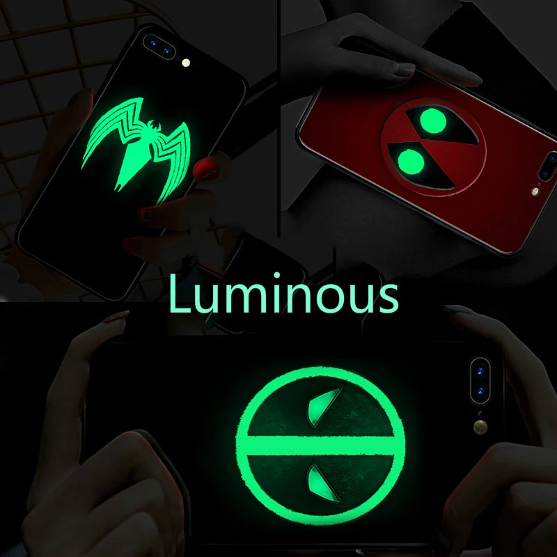 Marvel Deadpool Venom Villain Super Hero Luminous Glass Case For iphone 7 8 6 6s Plus X XR Xs Max DC Comics Phone Cases Coque Marvel Deadpool Venom Villain Super Hero Luminous Glass Case For iphone 7 8 6 6s Plus X XR Xs Max DC Comics Phone Cases Coque