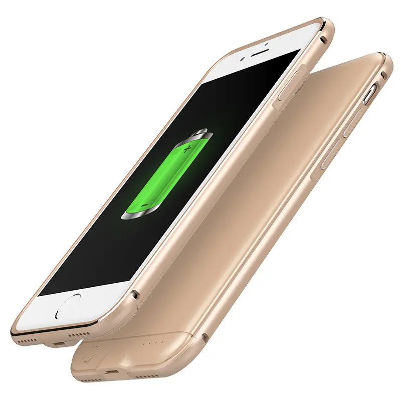 Чехол для аккумулятора с металлической рамкой для Iphone 7 Plus, чехол для зарядного устройства, чехол для смартфона, внешний аккумулятор для Iphone 7 Plus, чехол для аккумулятора - Цвет: gold