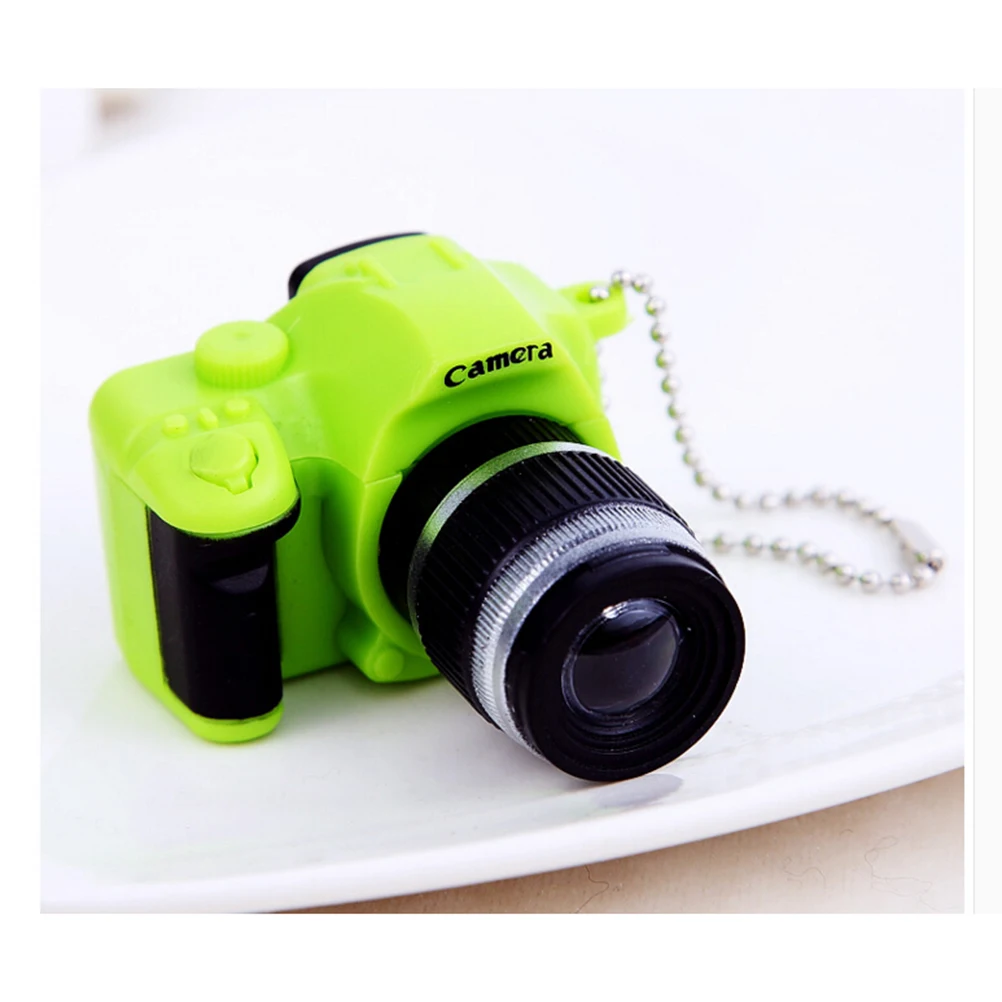 Моделирование SLR Камера брелоки брелок светодиодный свет голосовой брелок игрушки держатель для ключей цепочки Finder сувенир Porte Clef - Цвет: Зеленый